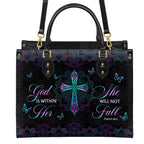 God Is Within Her She Will Not Fall Psalm 46:5 Faith - Christian Leather Handbag