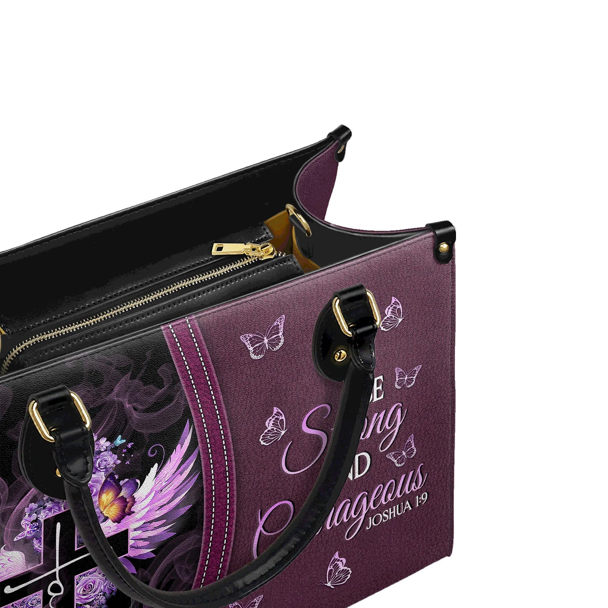 Be Strong and Courageous Joshua 1:9 Scripture Purse - Christian Leather Handbag