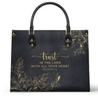 Trust in the Lord Proverbs 3:5 Black Leather Purse - Christian Leather Handbag