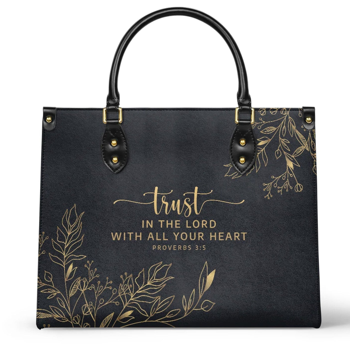Trust in the Lord Proverbs 3:5 Black Leather Purse - Christian Leather Handbag