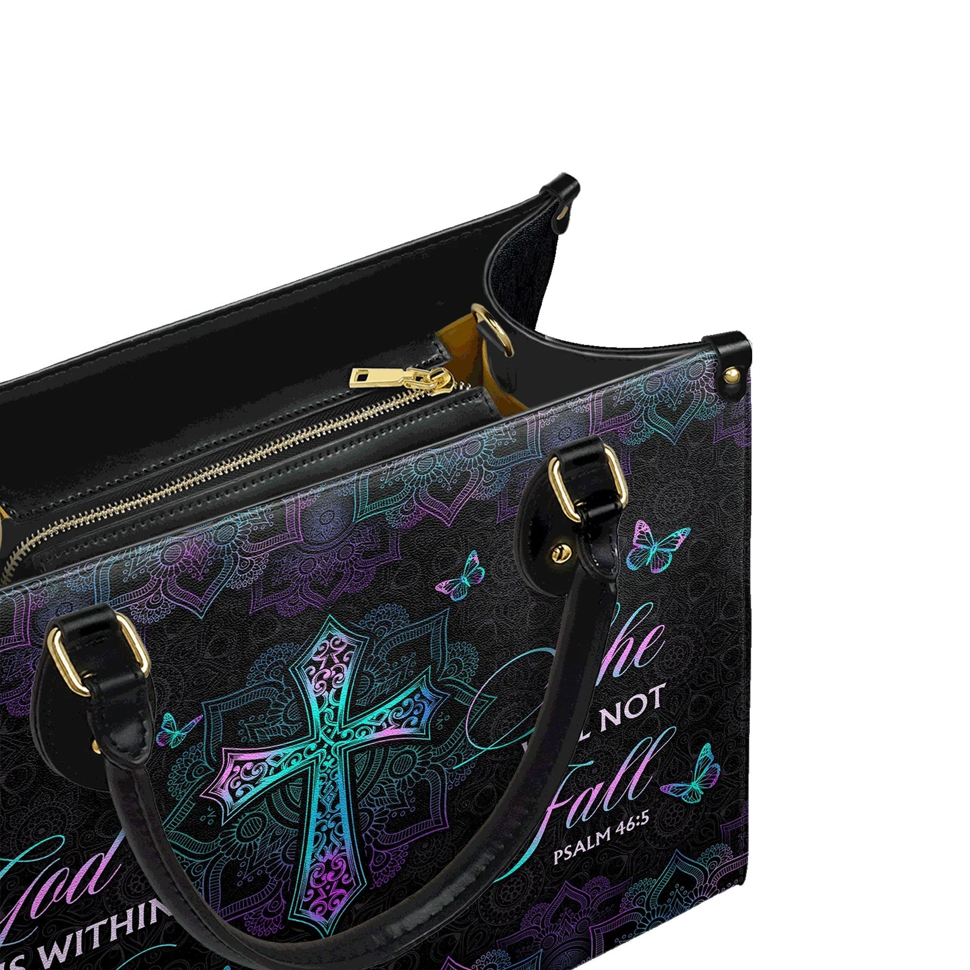 God Is Within Her She Will Not Fall Psalm 46:5 Faith - Christian Leather Handbag