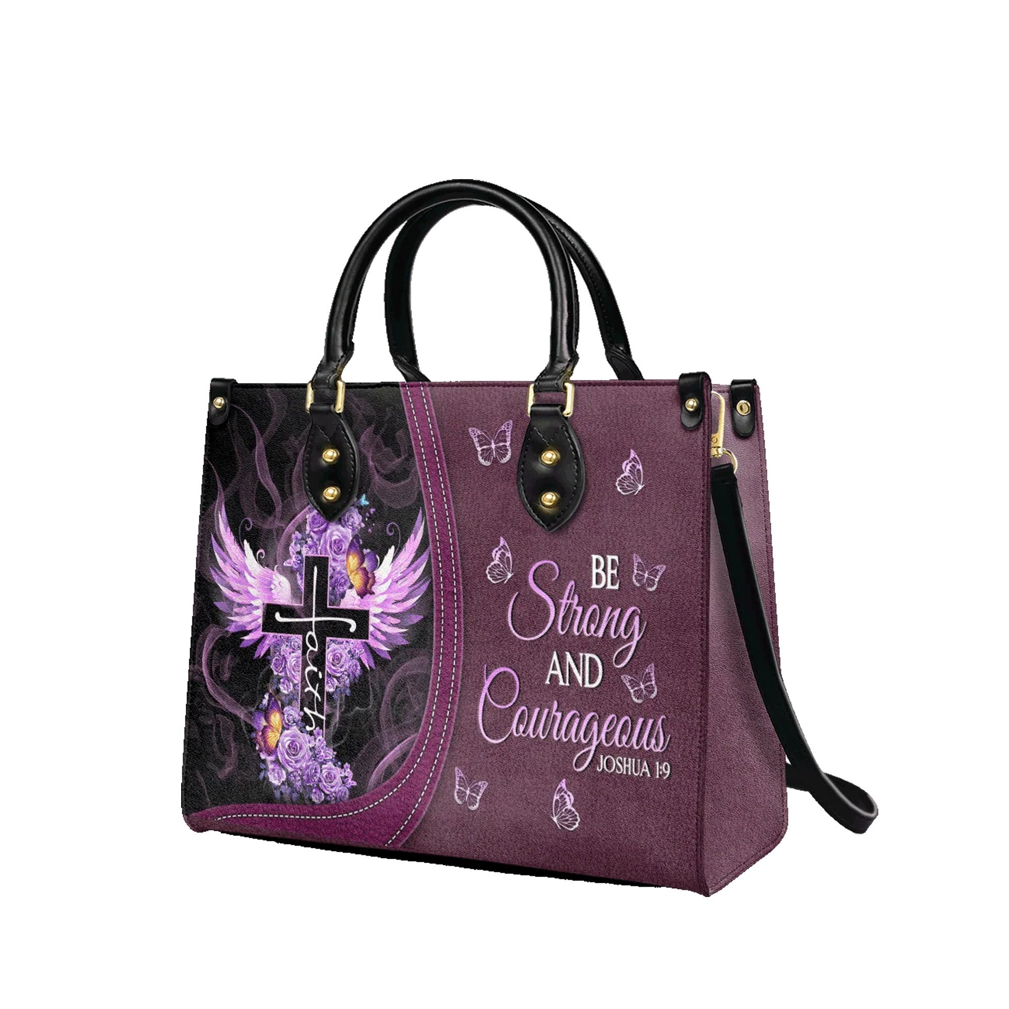Be Strong and Courageous Joshua 1:9 Scripture Purse - Christian Leather Handbag