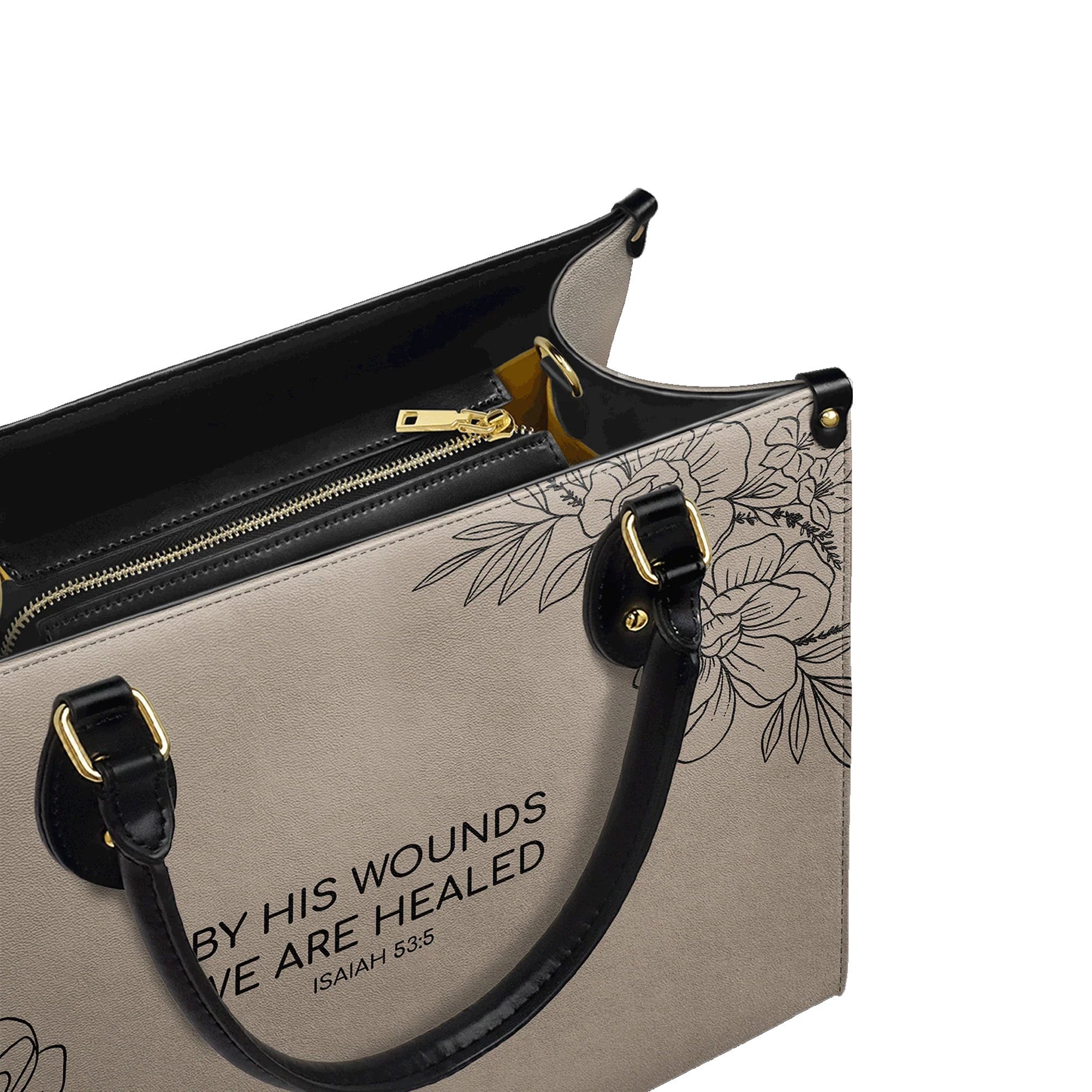 By His Wounds We Are Healed Isaiah 53:5 - Christian Leather Handbag
