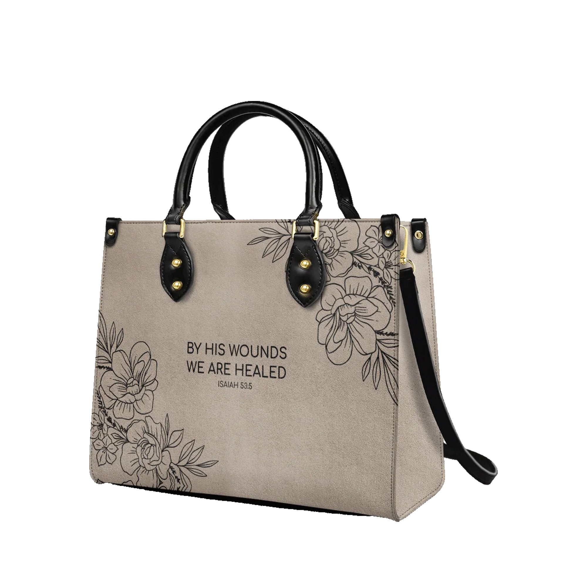 By His Wounds We Are Healed Isaiah 53:5 - Christian Leather Handbag