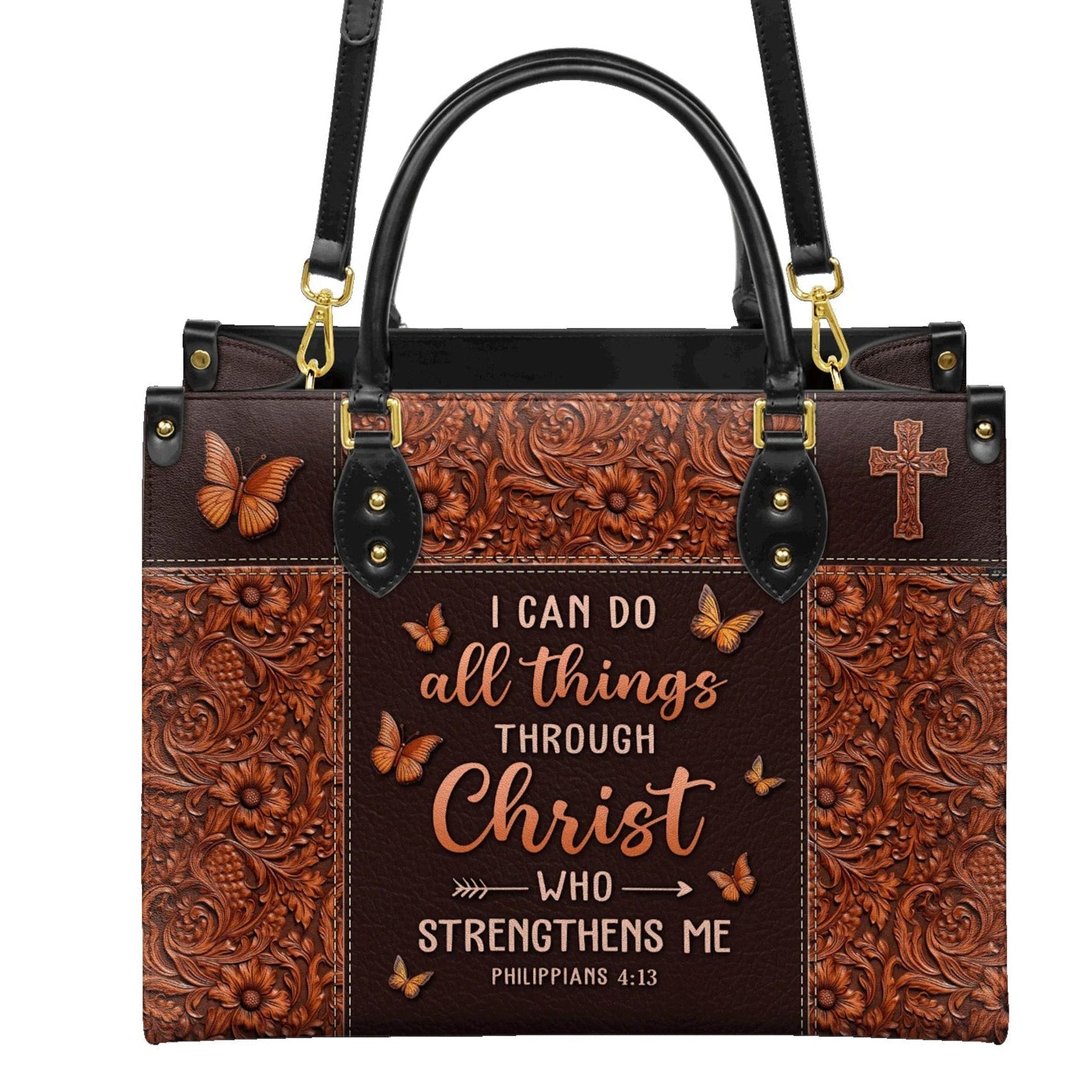 I Can Do All Things Through Philippians 4:13 Purse - Christian Leather Handbag