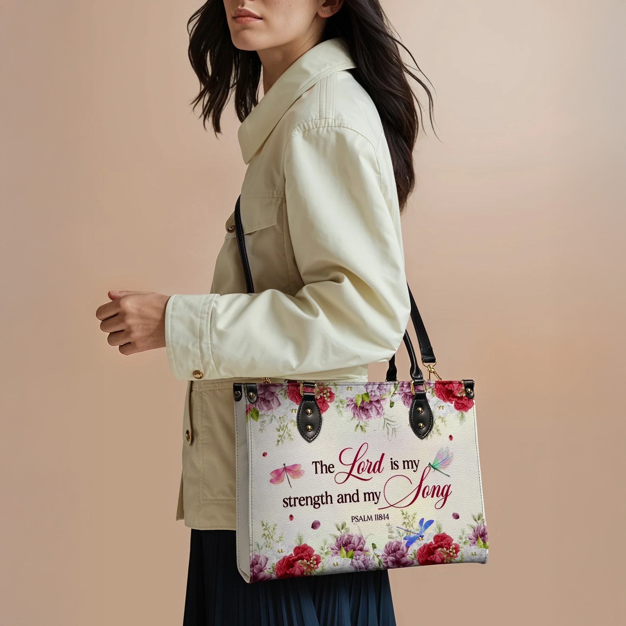 The Lord Is My Strength & Song Psalm 118:14 - Christian Leather Handbag