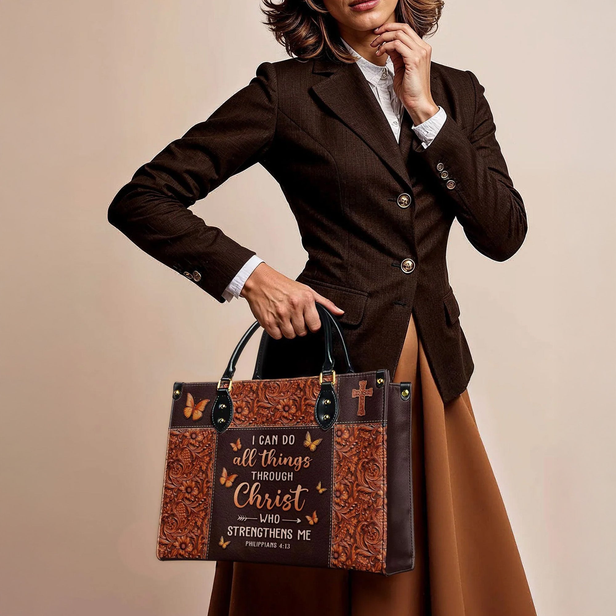 I Can Do All Things Through Philippians 4:13 Purse - Christian Leather Handbag