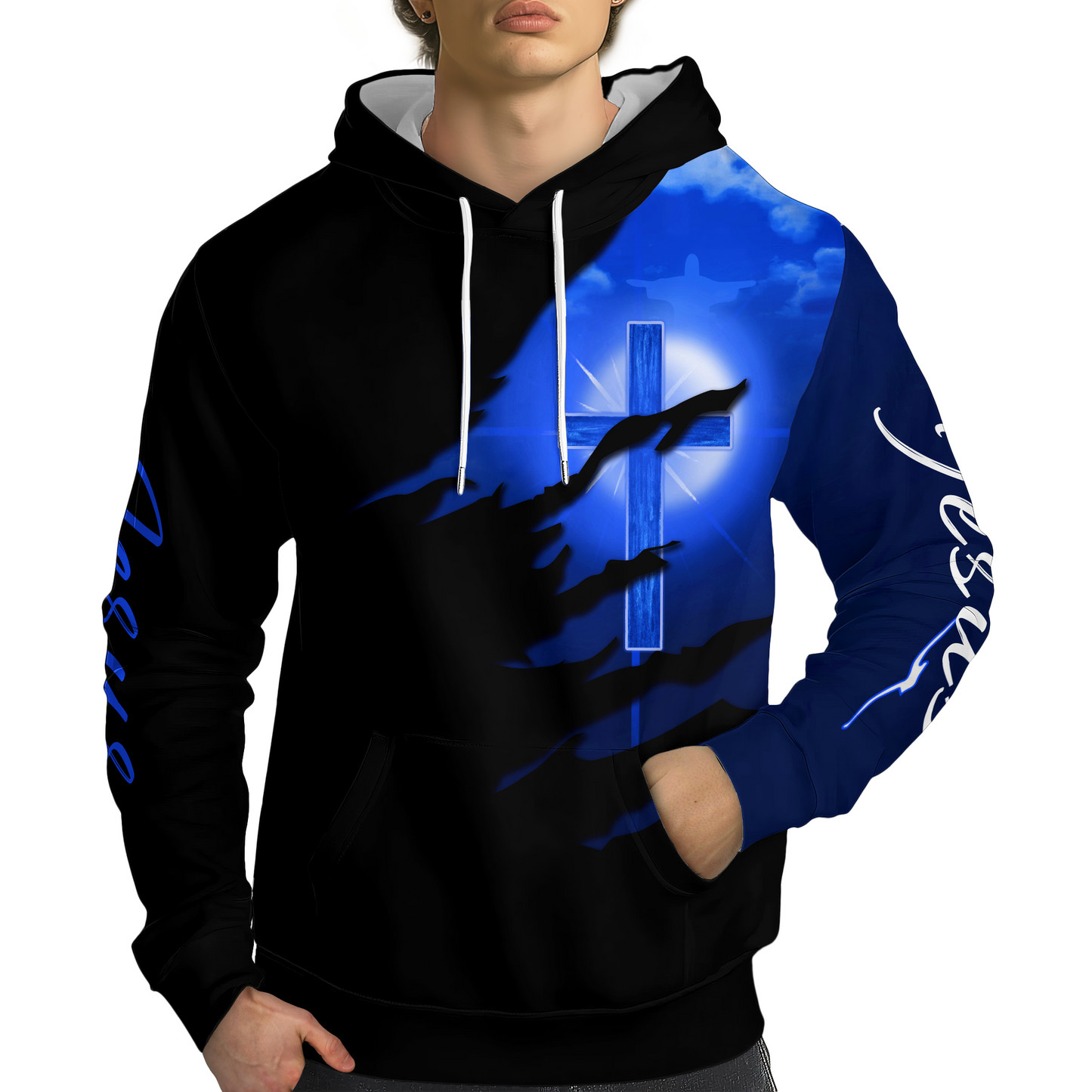 Christian Blue Light Pullover Hoodies