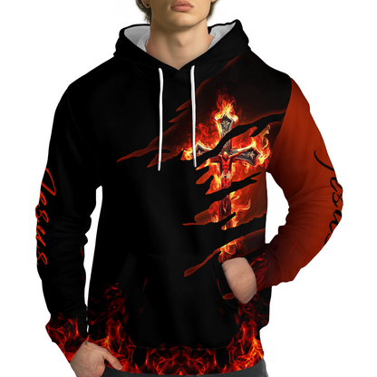 Christian Fire Cross Pullover Hoodies