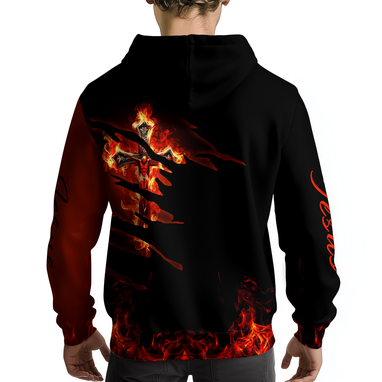 Christian Fire Cross Pullover Hoodies