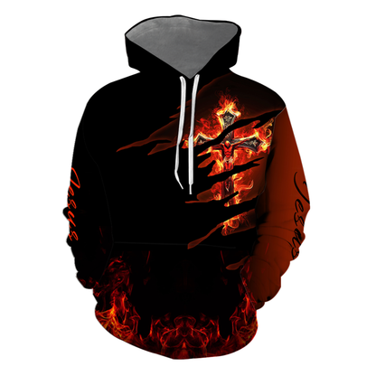 Christian Fire Cross Pullover Hoodies