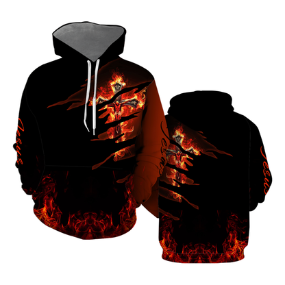 Christian Fire Cross Pullover Hoodies