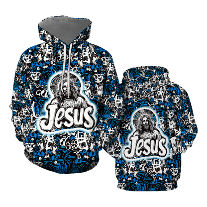 Christian Blue Graffiti Style Hoodies