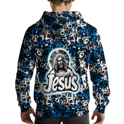 Christian Blue Graffiti Style Hoodies
