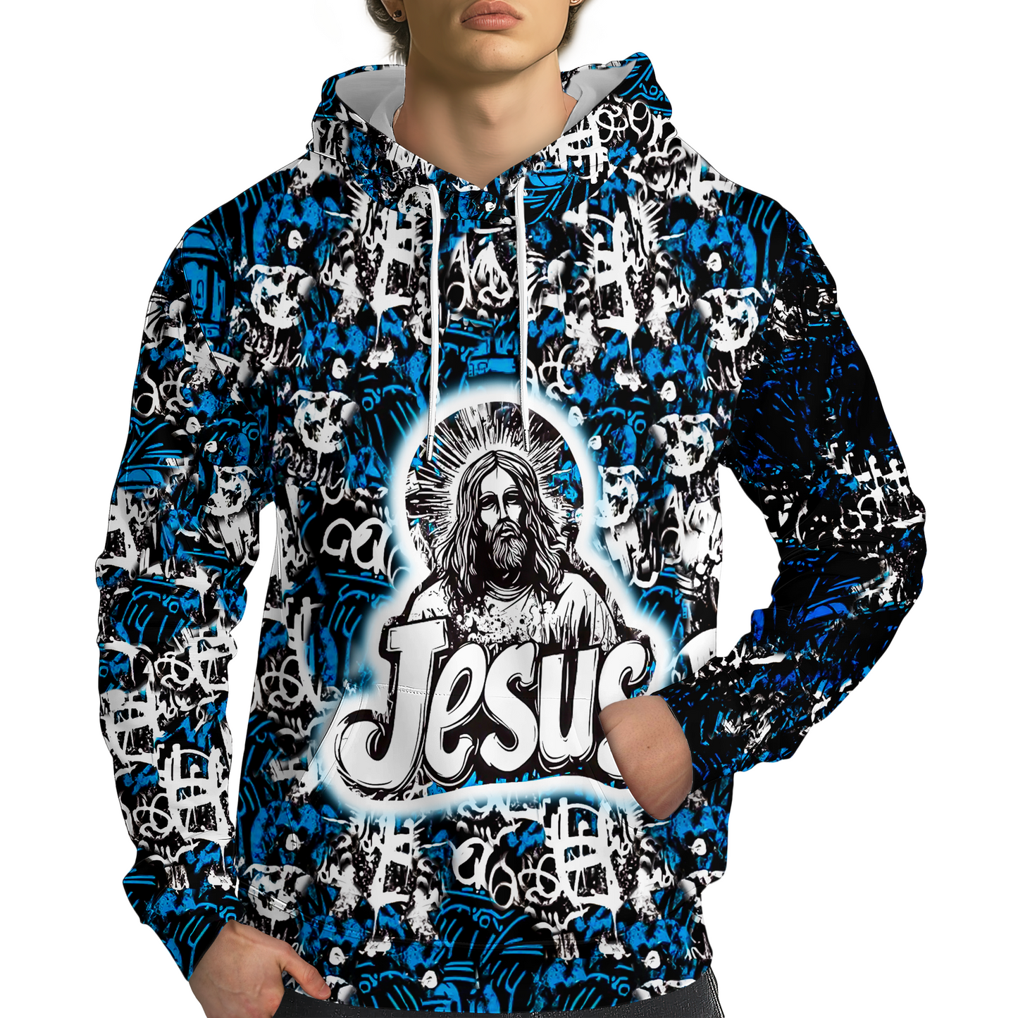 Christian Blue Graffiti Style Hoodies
