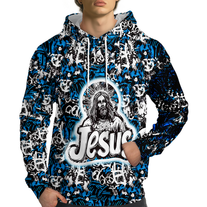 Christian Blue Graffiti Style Hoodies
