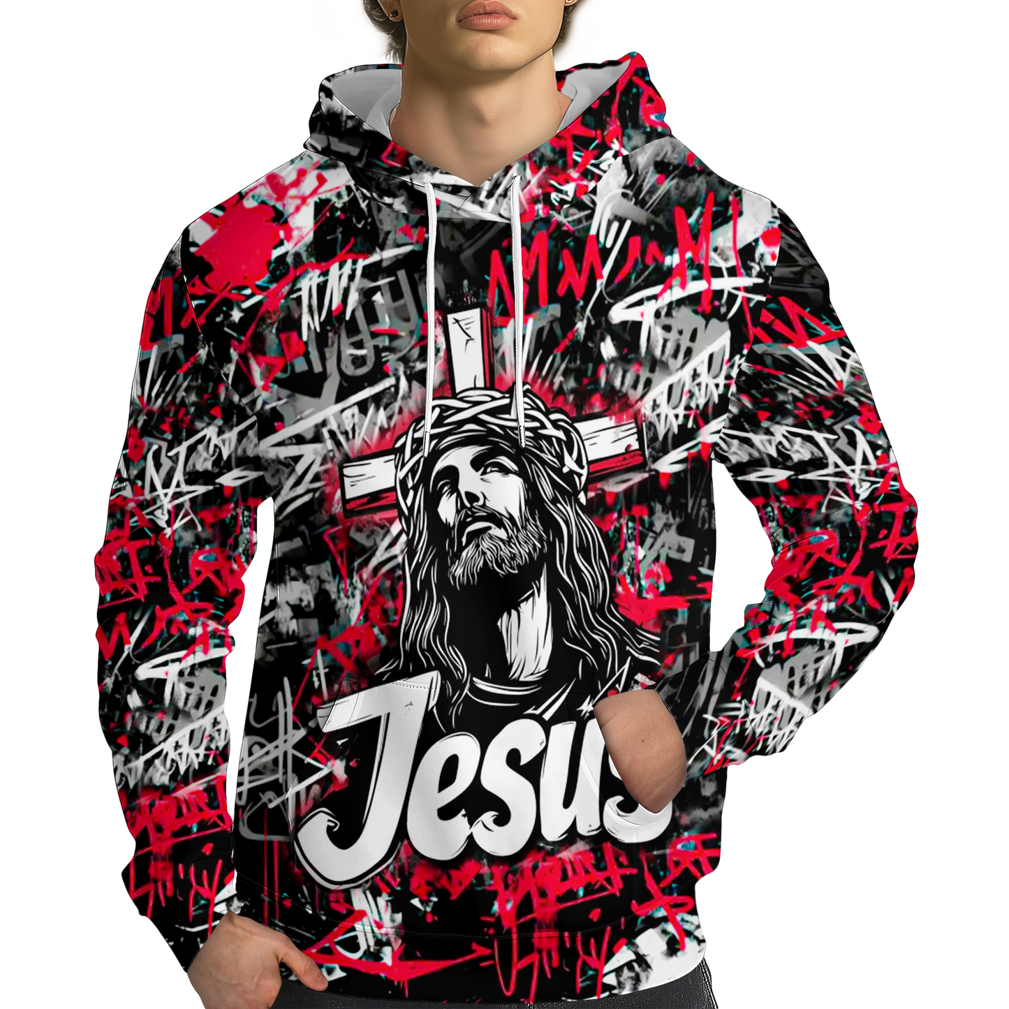Christian Red Graffiti Style Hoodies