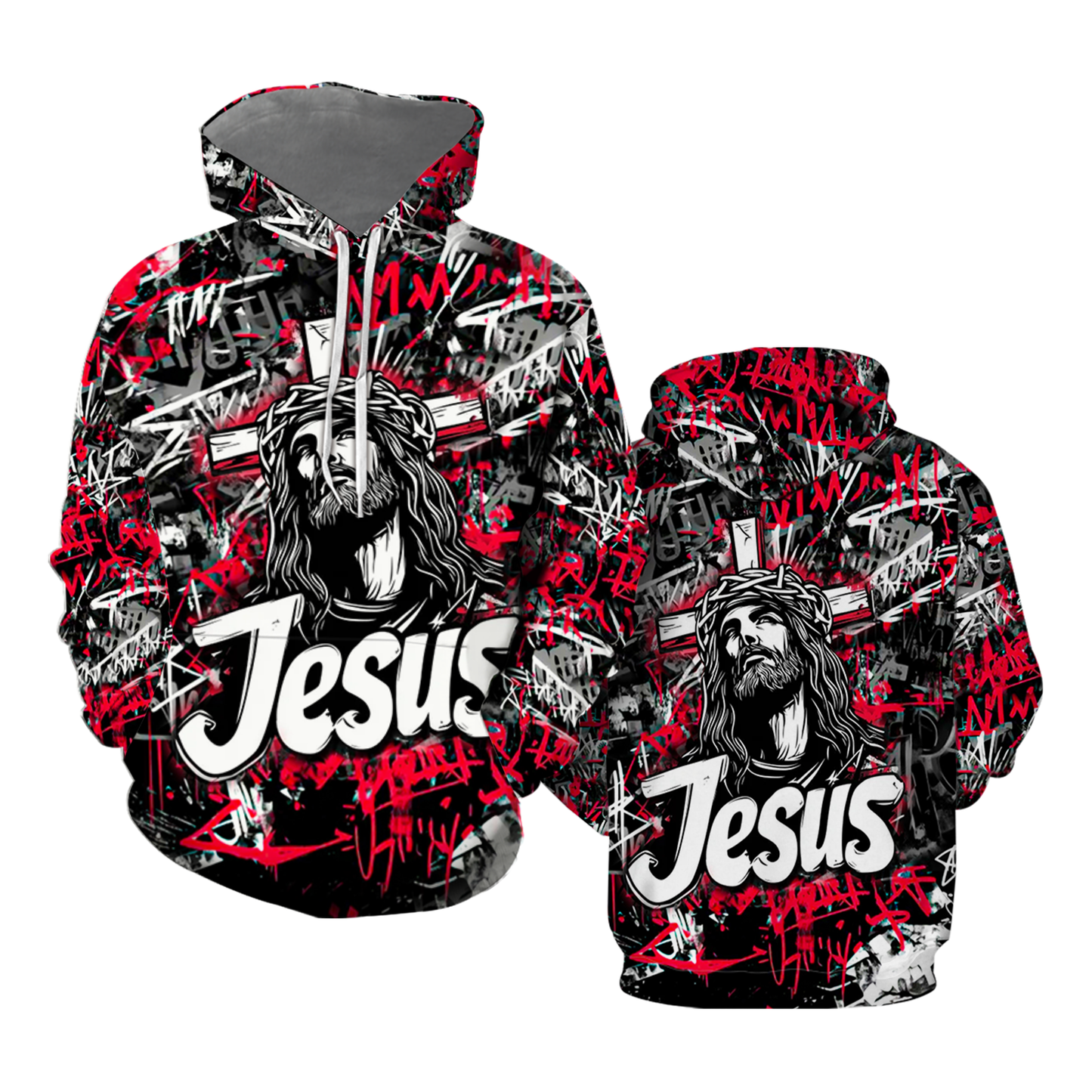 Christian Red Graffiti Style Hoodies