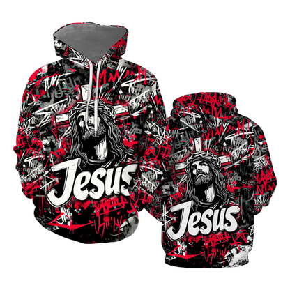 Christian Red Graffiti Style Hoodies