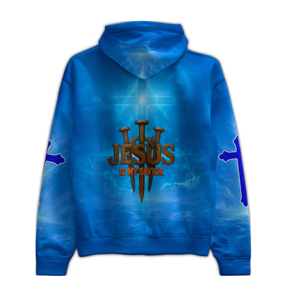 Is My Savior Blue Christian Hoodie