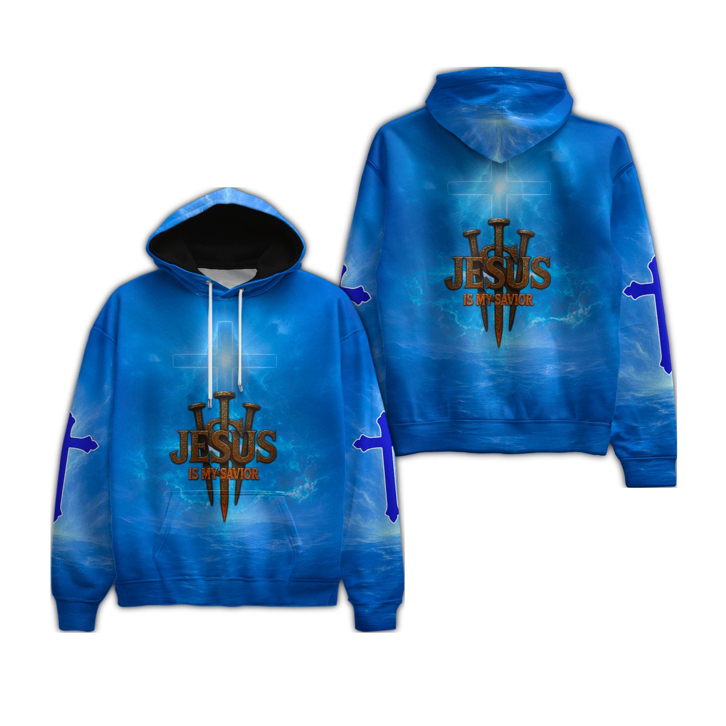 Is My Savior Blue Christian Hoodie