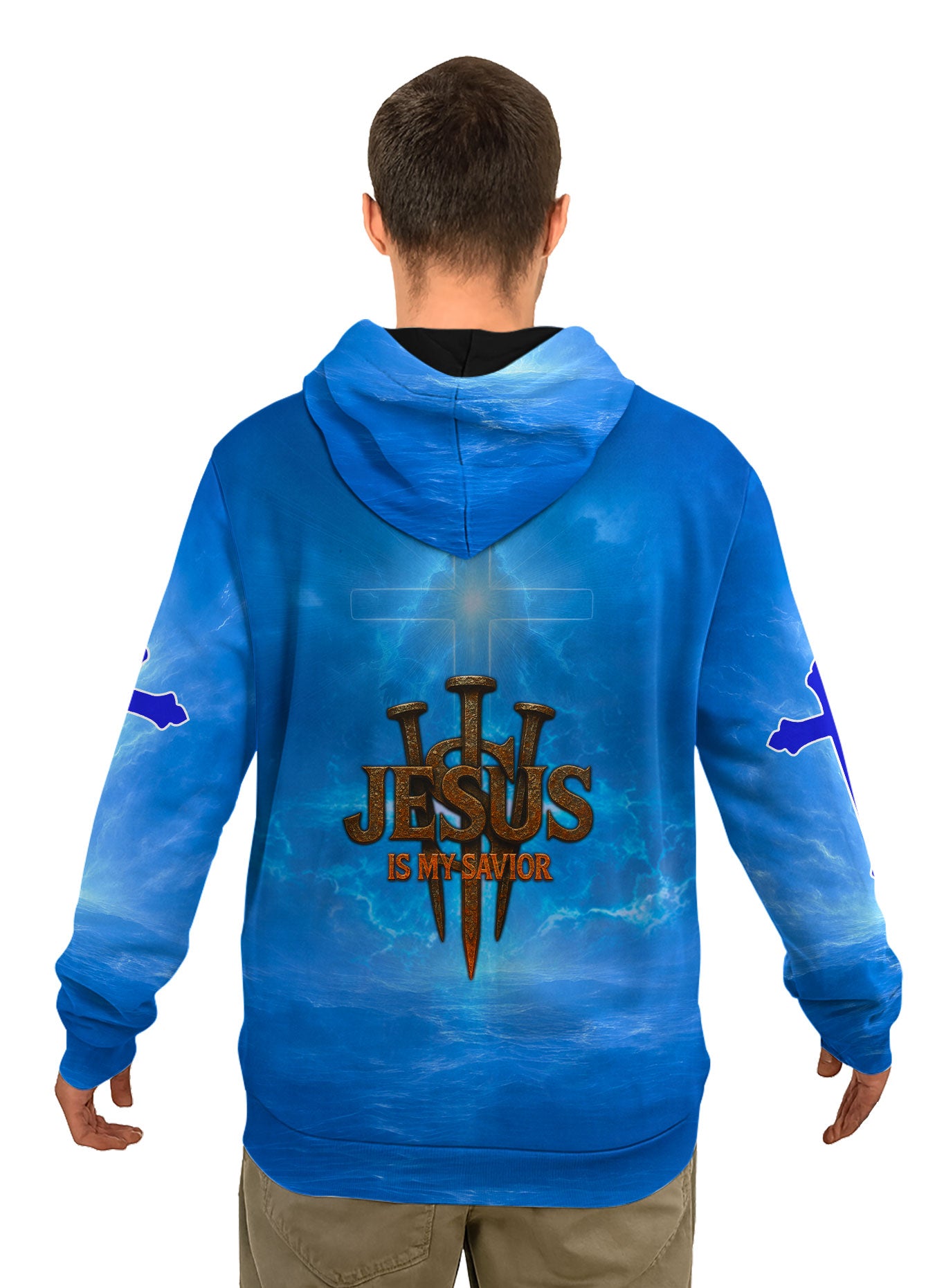 Is My Savior Blue Christian Hoodie