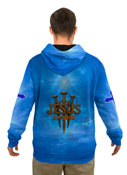 Is My Savior Blue Christian Hoodie