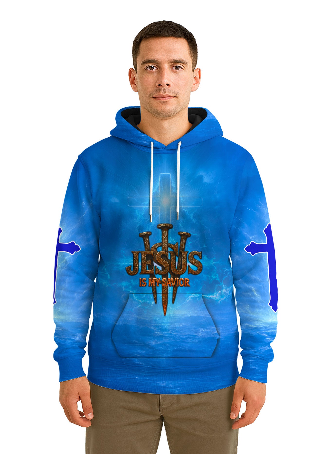 Is My Savior Blue Christian Hoodie