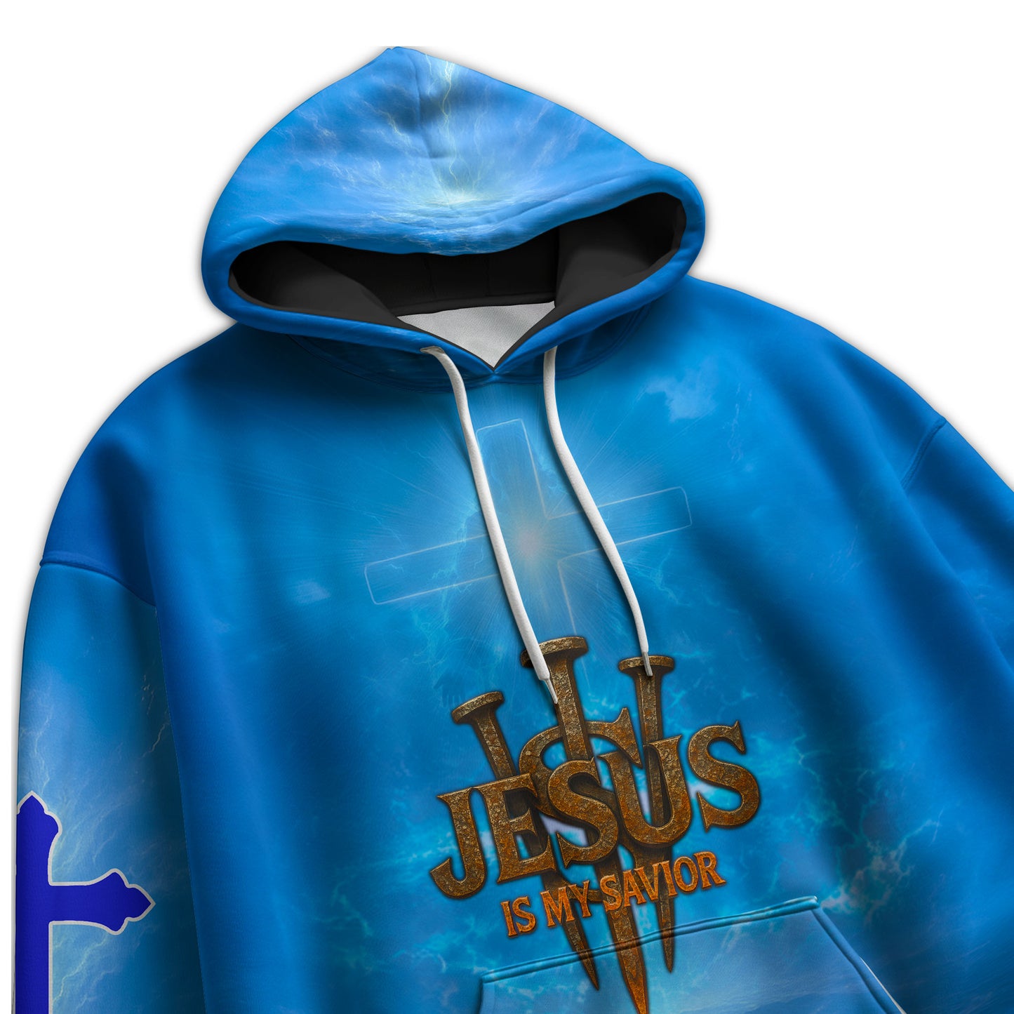 Is My Savior Blue Christian Hoodie