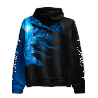 Blue Lion Light and Faith Christian Hoodie