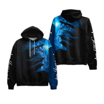 Blue Lion Light and Faith Christian Hoodie