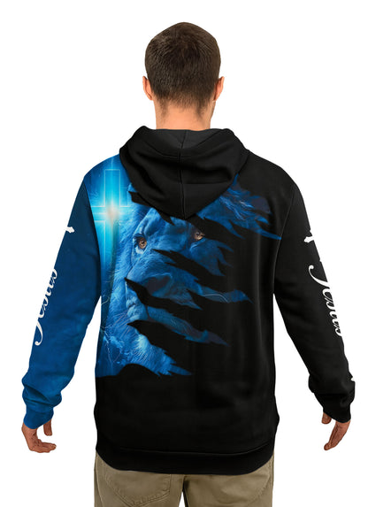 Blue Lion Light and Faith Christian Hoodie