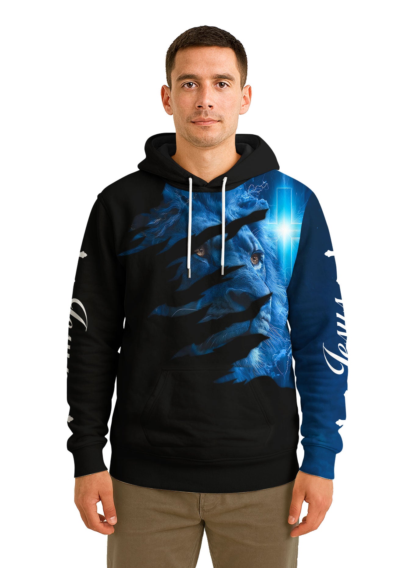 Blue Lion Light and Faith Christian Hoodie
