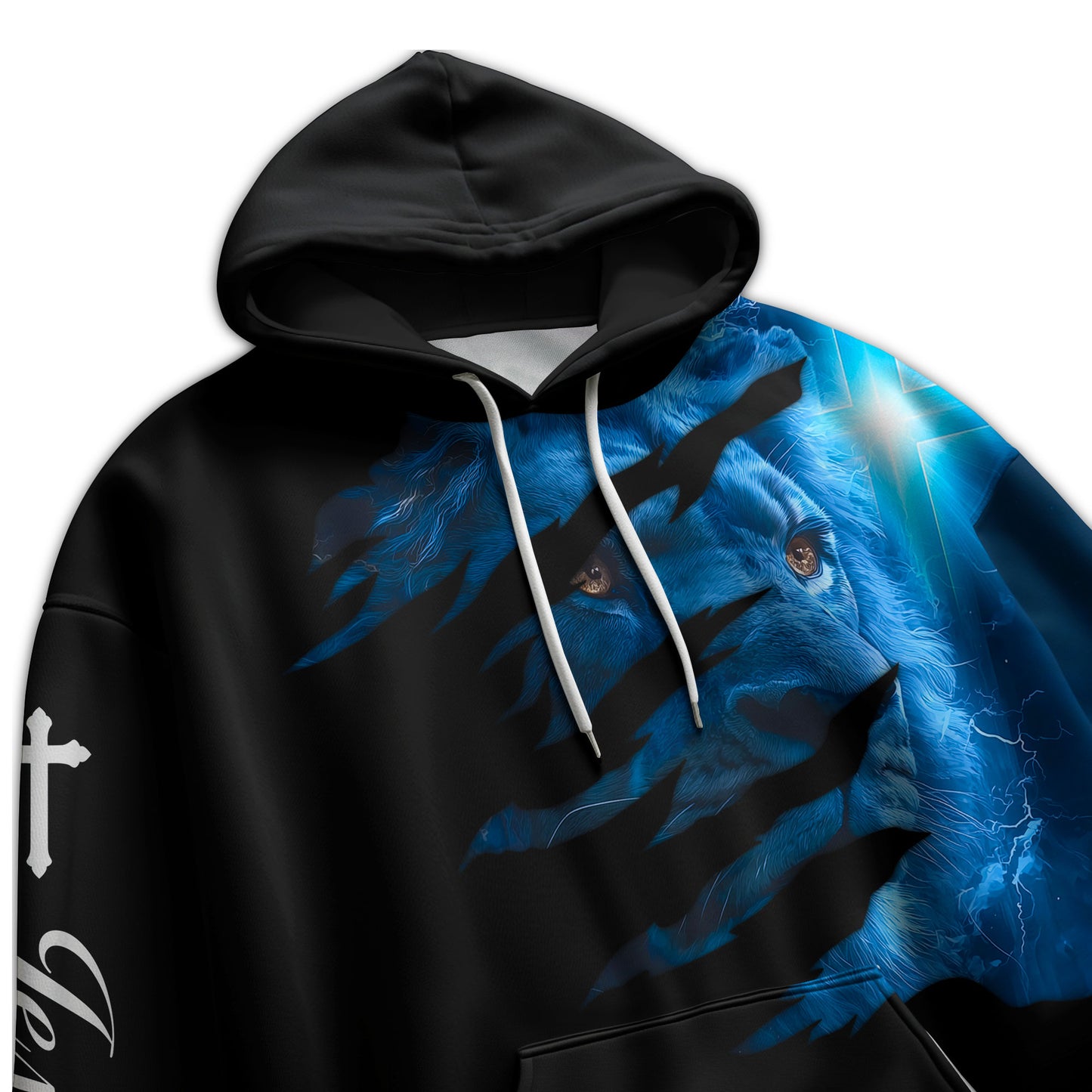 Blue Lion Light and Faith Christian Hoodie