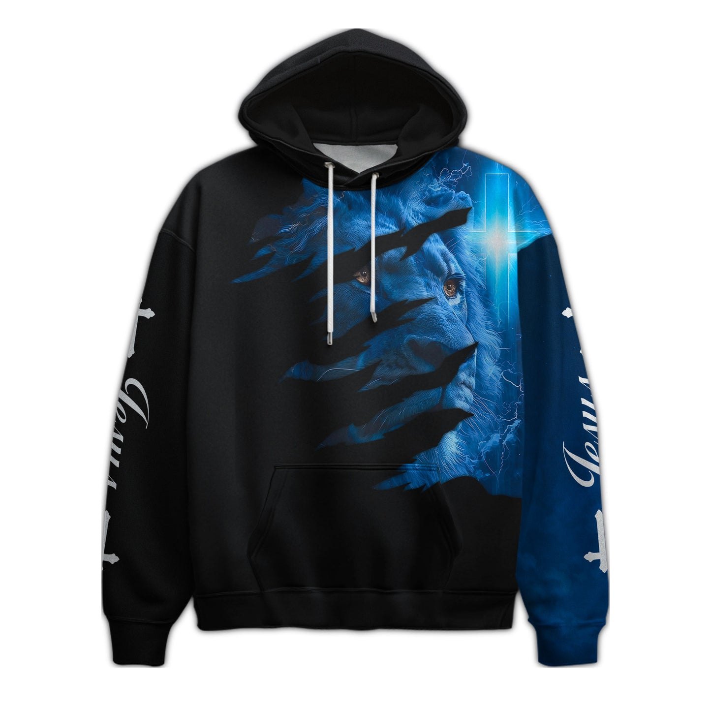 Blue Lion Light and Faith Christian Hoodie