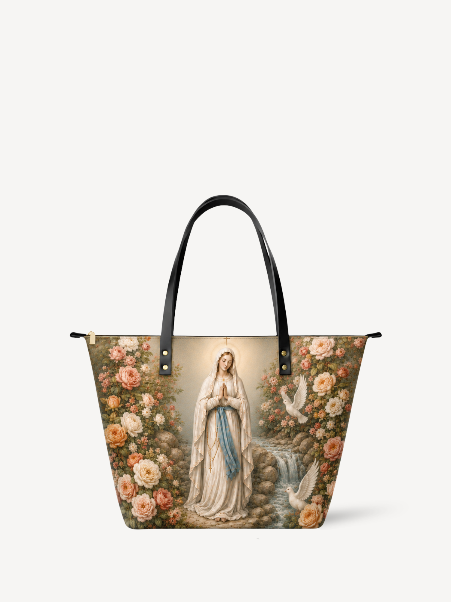 "Lady of Lourdes" Leather Tote Bag