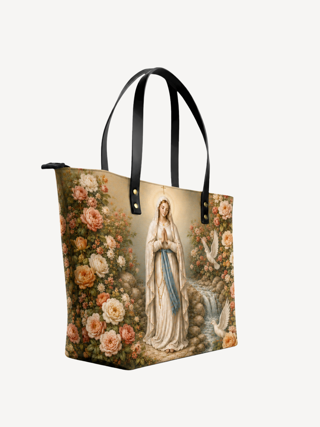 "Lady of Lourdes" Leather Tote Bag