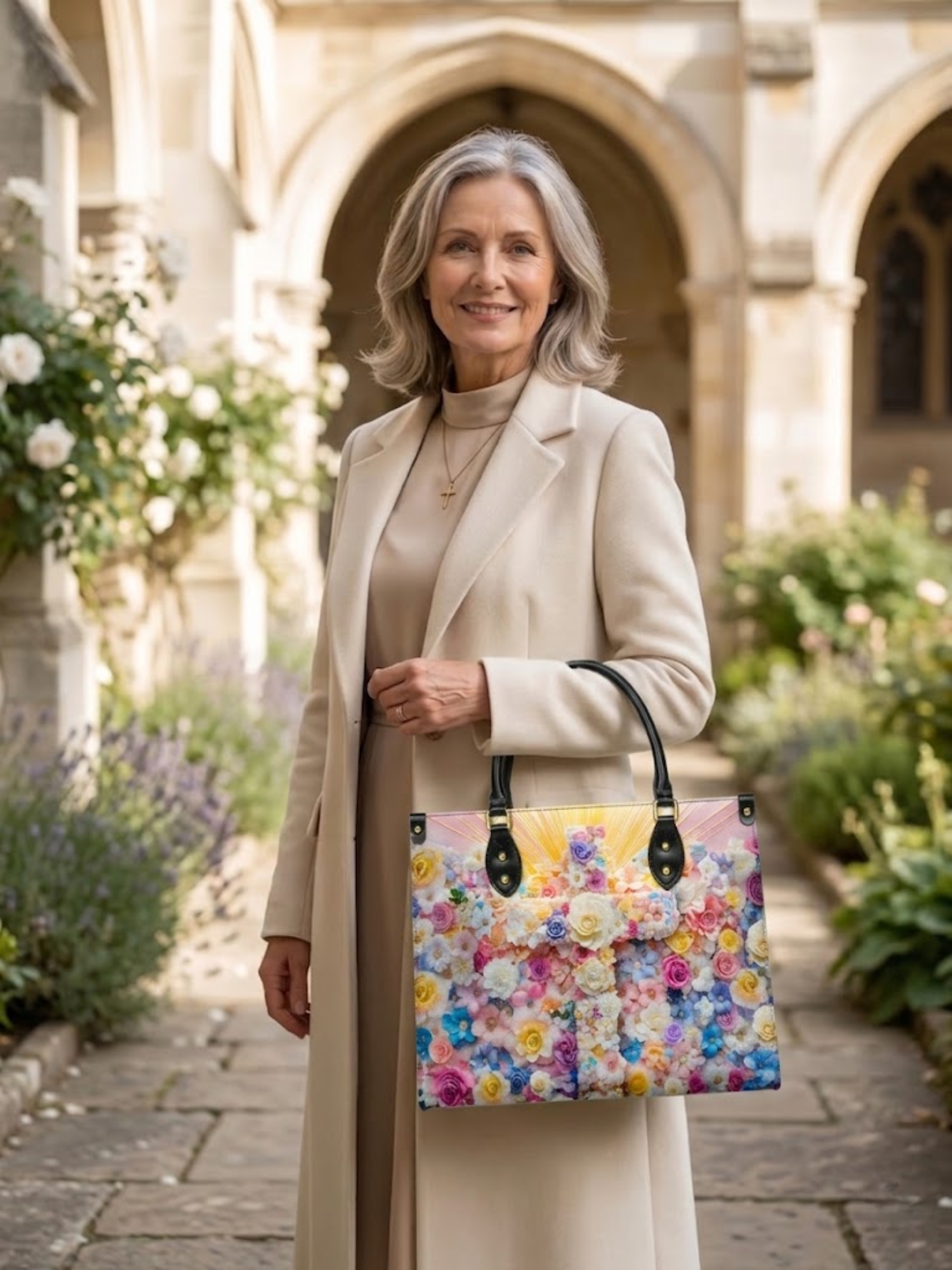 "Floral" Leather Handbag