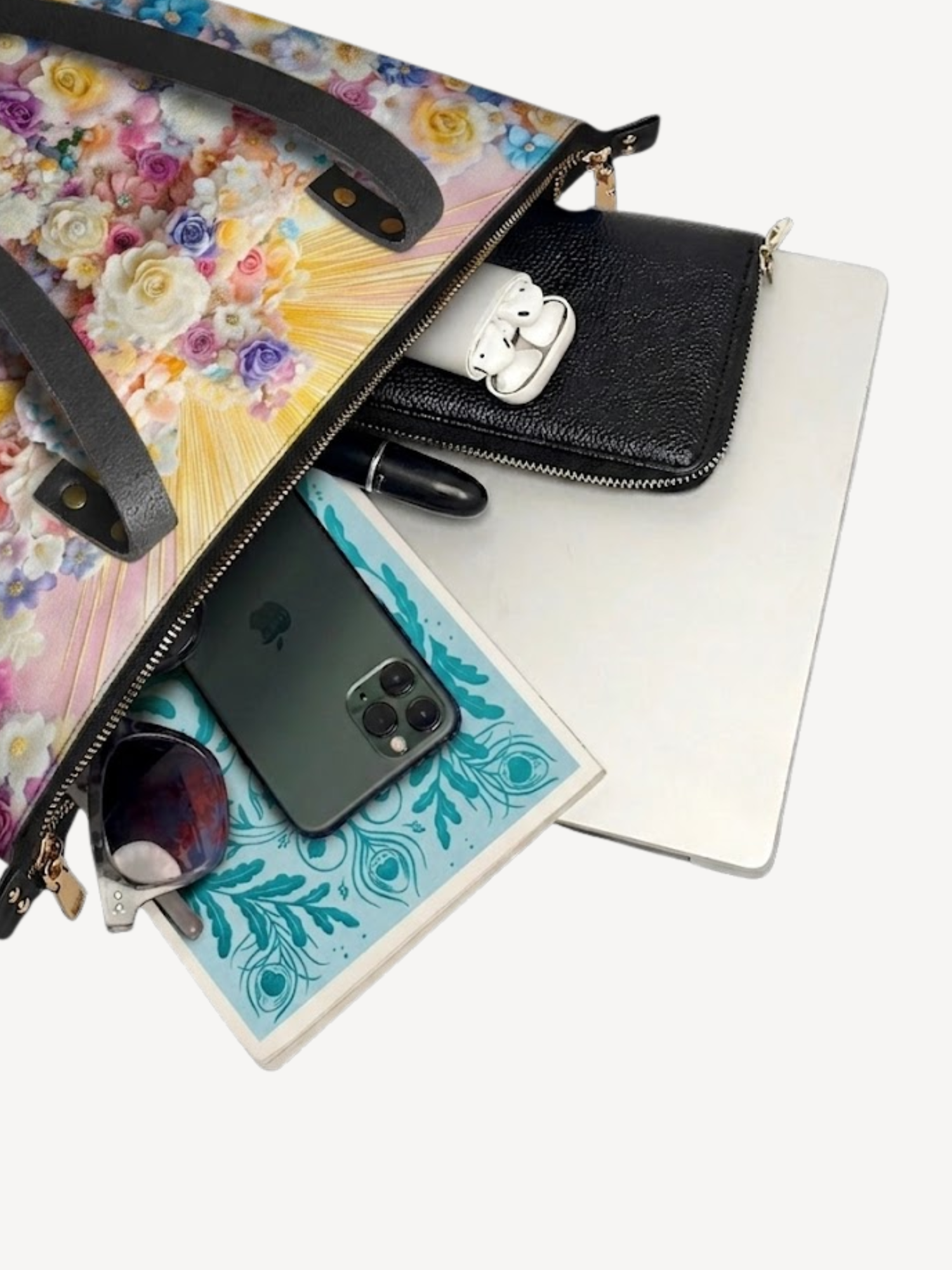 "Floral" Leather Tote Bag