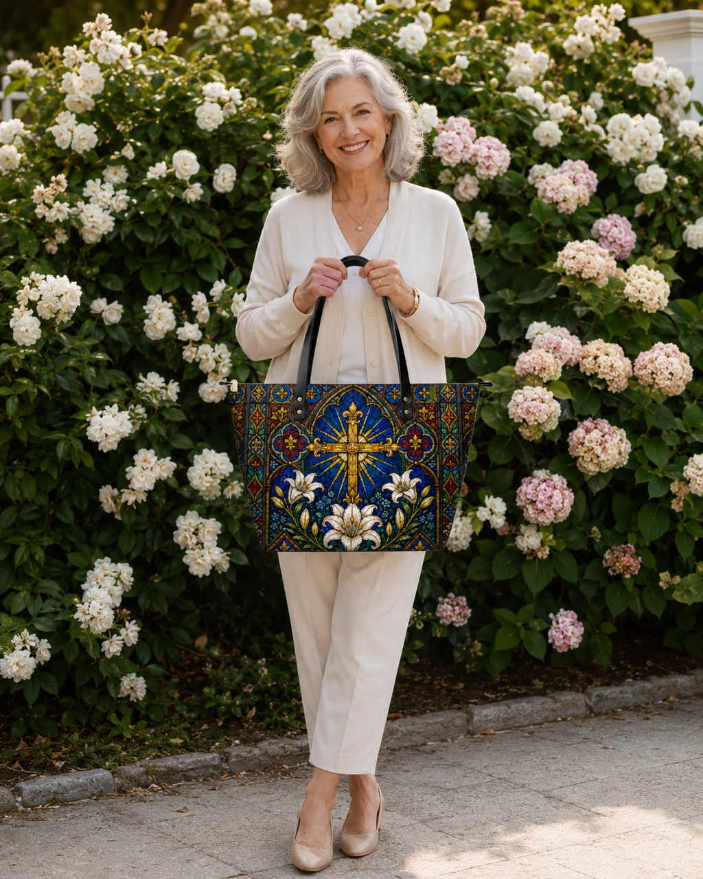 "Lilium Crucis"  Leather Tote Bag