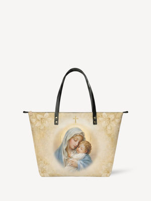 Madonna PU Leather Tote Bag - Christian Tote Bag, front view