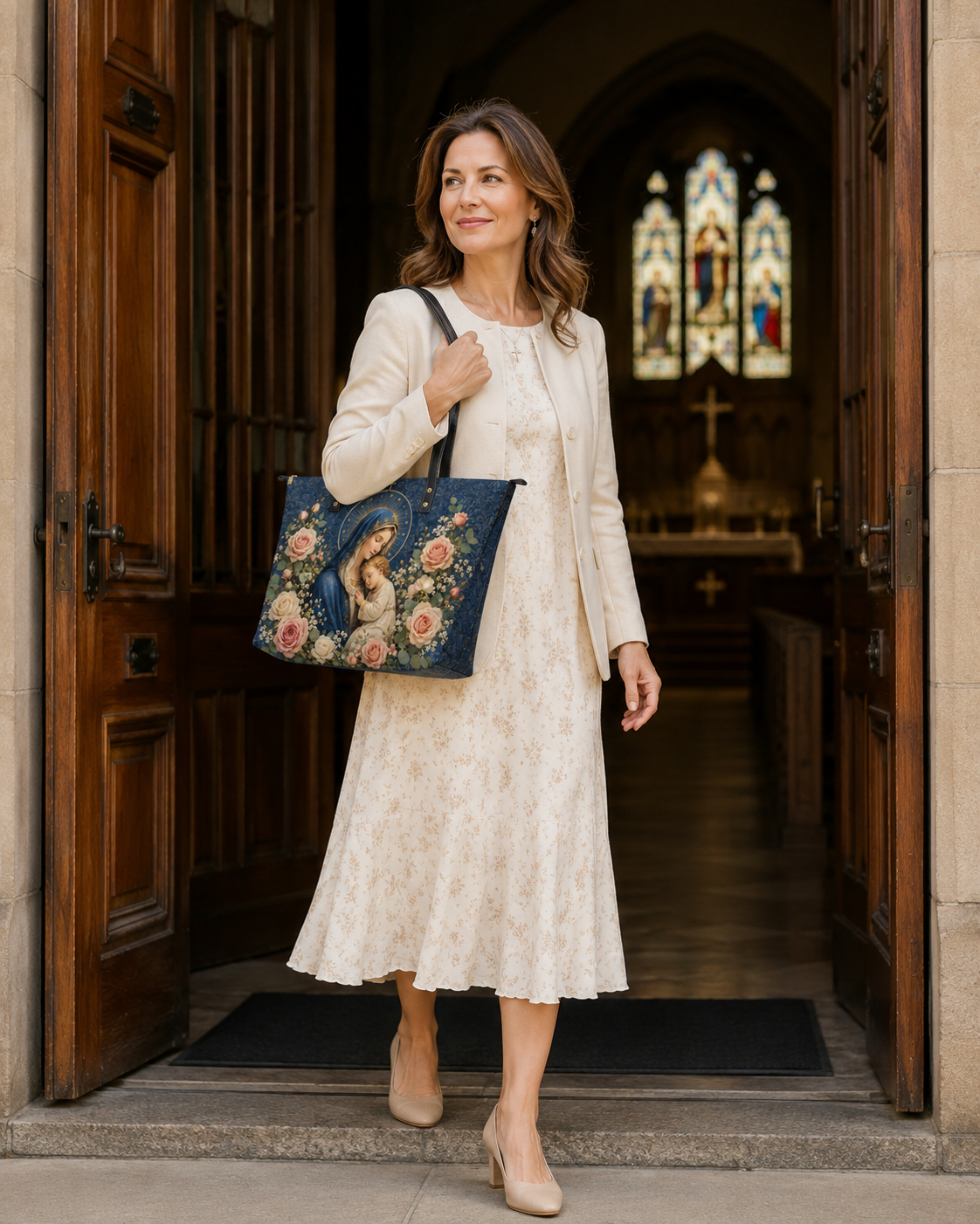 "Marian Rose Embrace" Leather Tote Bag