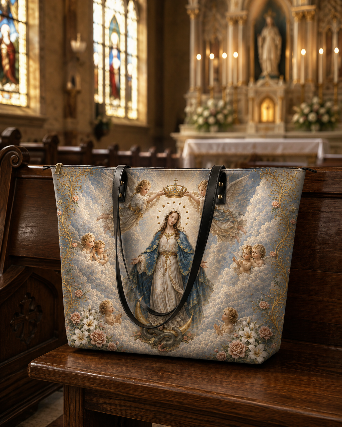 "Mater Caeli" Leather Tote Bag
