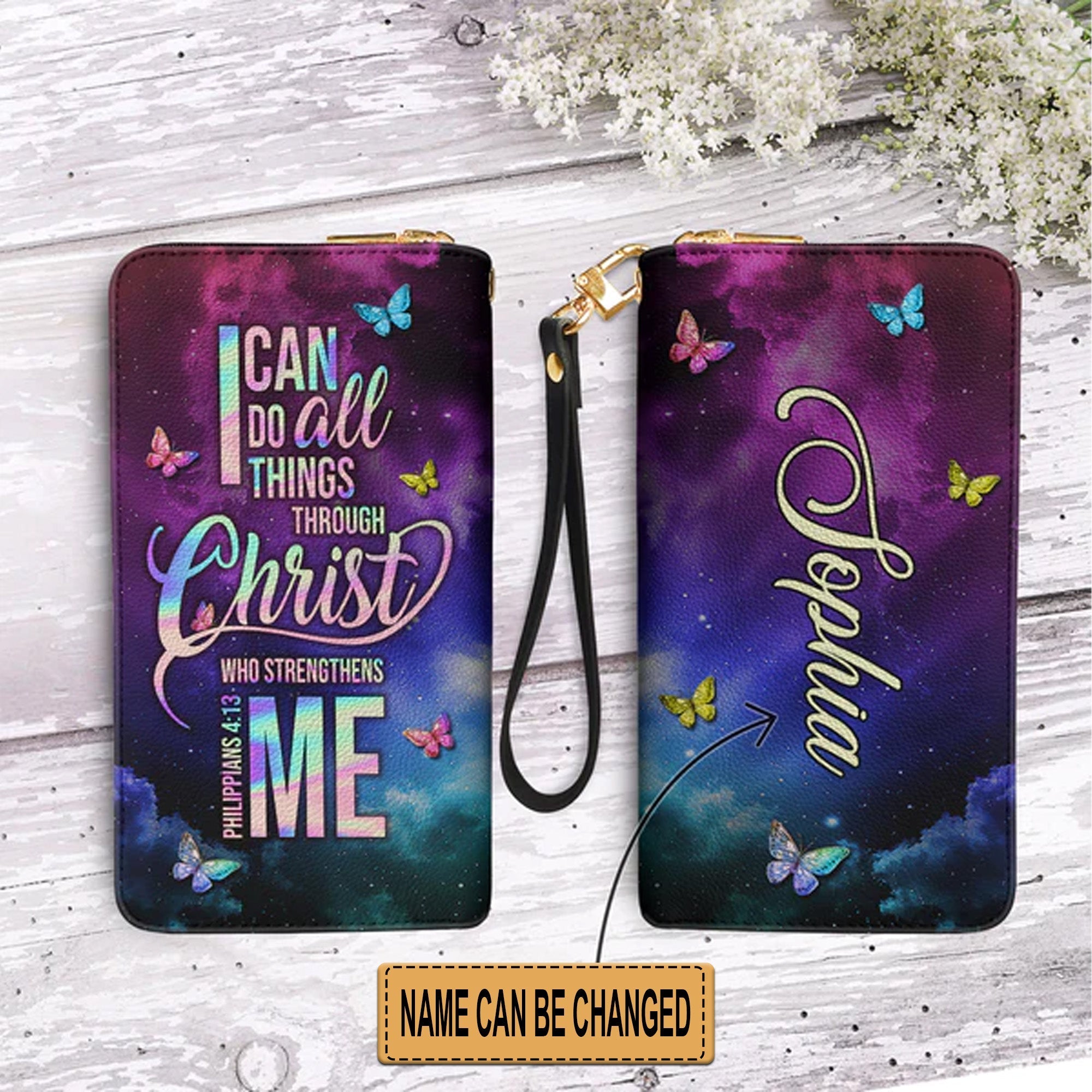 Christianartbag Clutch Purse, I Can Do All Things Through Christ Philippians 4 13 Clutch Purse For Women, Personalized Name, Christian Gifts For Women, CAB08050124.