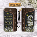 Christianartbag Clutch Purse, Way Maker Miracle Worker Dandelion Butterfly Clutch Purse For Women, Personalized Name, Christian Gifts For Women, CAB10050124.