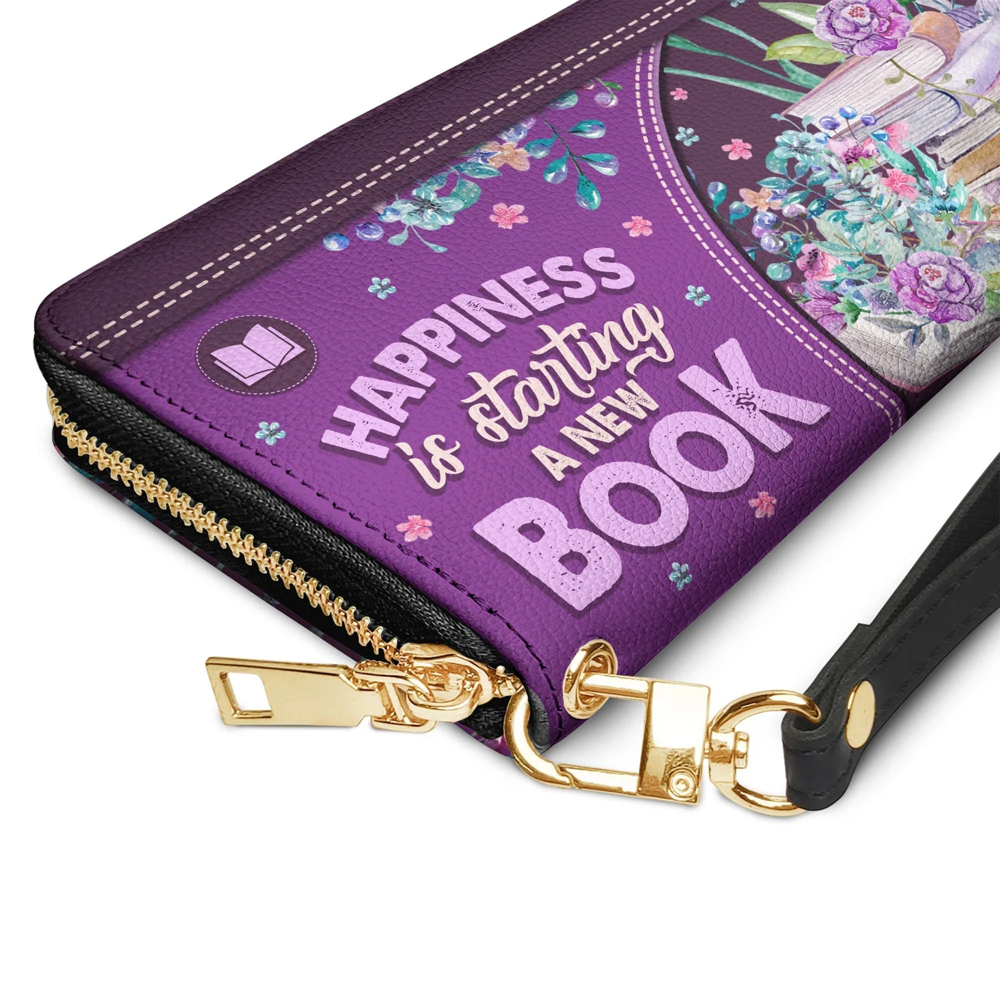 Christianartbag Clutch Purse, Happiness Is Starting A New Book Clutch Purse For Women, Personalized Name, Christian Gifts For Women, CAB04050124.