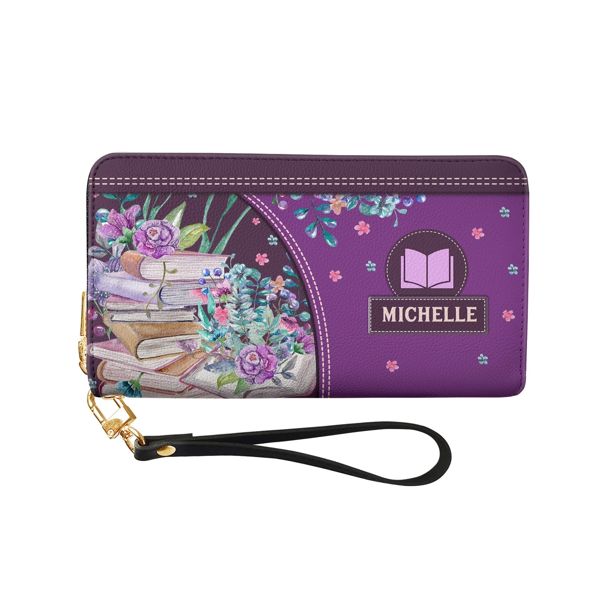 Christianartbag Clutch Purse, Happiness Is Starting A New Book Clutch Purse For Women, Personalized Name, Christian Gifts For Women, CAB04050124.