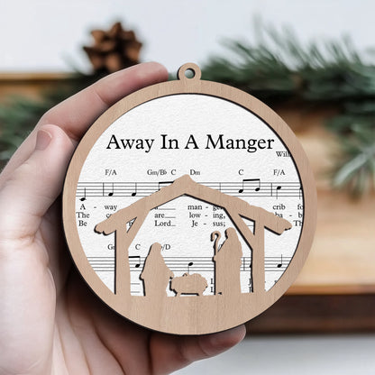 Away In A Manger Layered Wooden Ornament