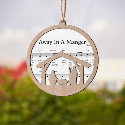 Away In A Manger Layered Wooden Ornament