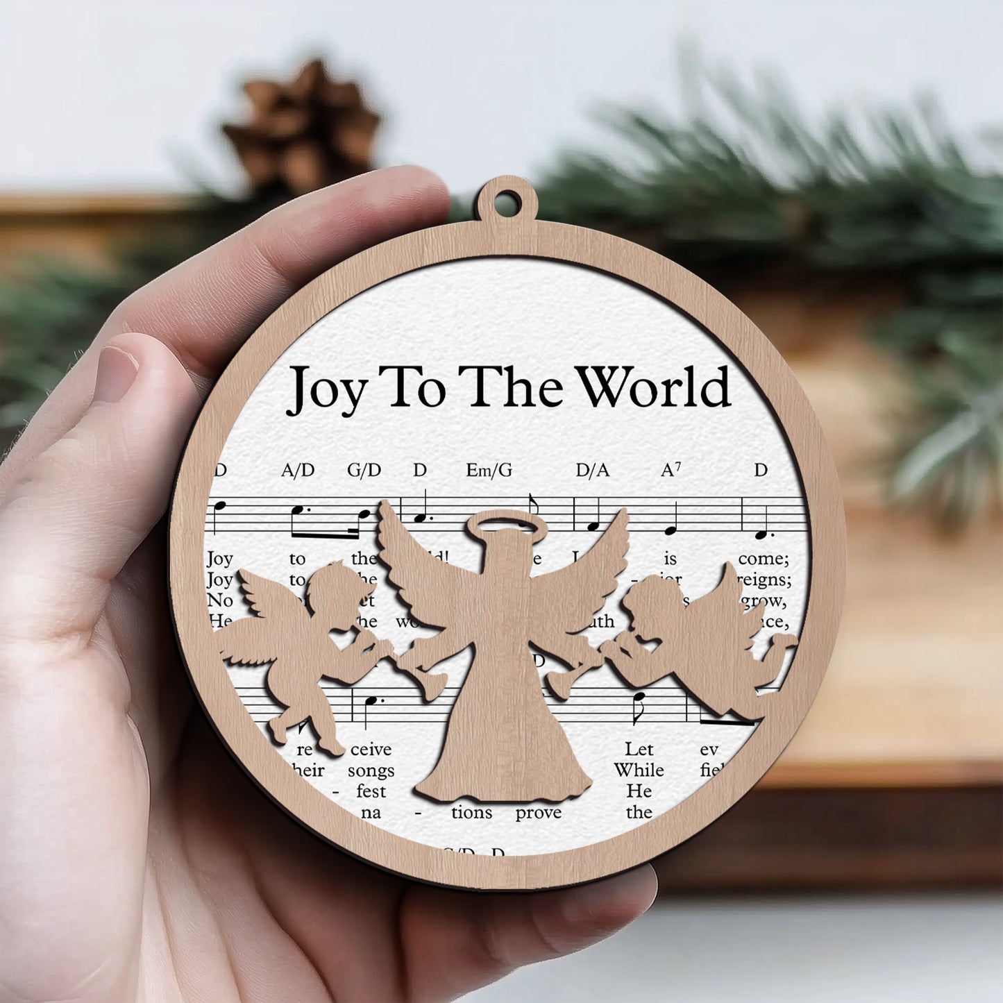 Joy To The World Layered Wooden Ornament
